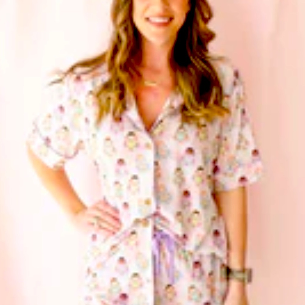NWT Posh Peanut Matryoshka lounge button down top 2xl xxl